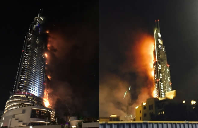 跨年夜迪拜5星酒店发生大火 致1死16伤