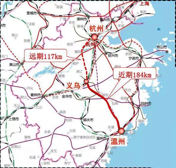 5公里,并与商合杭高铁,沪杭第二高铁,温福高铁形成高铁网主骨干