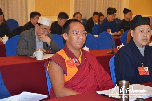 直击两会:第十一世班禅参加政协小组会讨论(图
