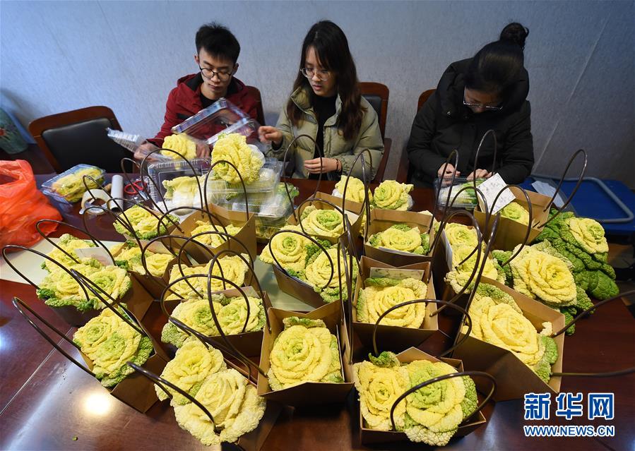 南京：“玫瑰白菜”面市