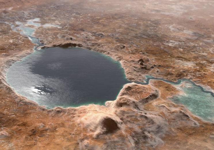 NASA公布数十亿年前火星湖泊复原图