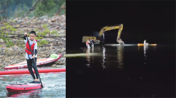 路虎越野车滑入楠溪江 12岁温州男孩划桨板救回两人