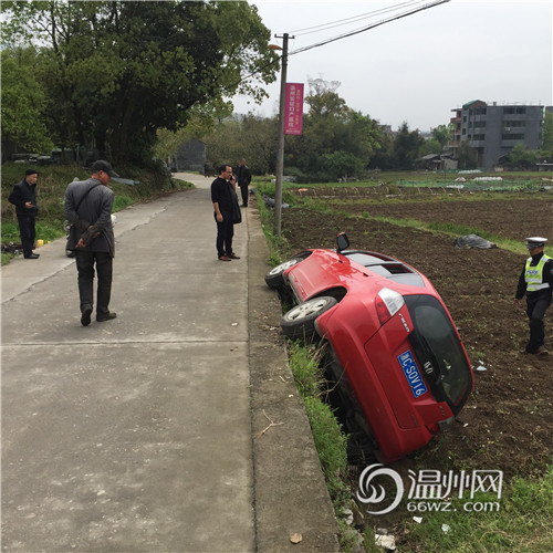 扫墓途中开错路 车辆不慎侧翻掉进田里