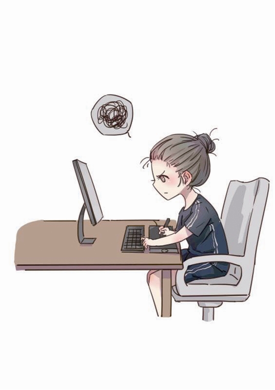 徐怡雯在伏案创作的漫画.