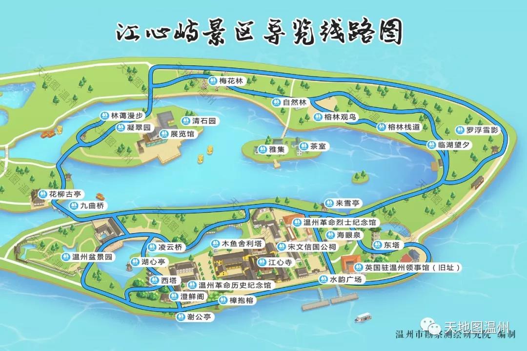 江心屿地图卡通图片