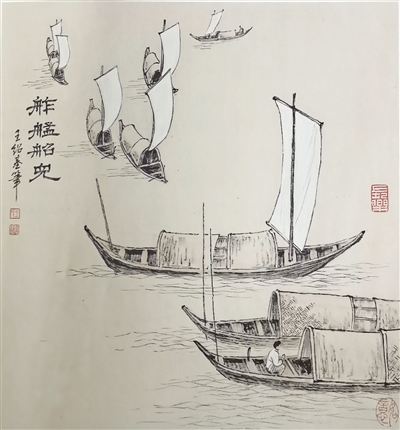 中国古船画图片