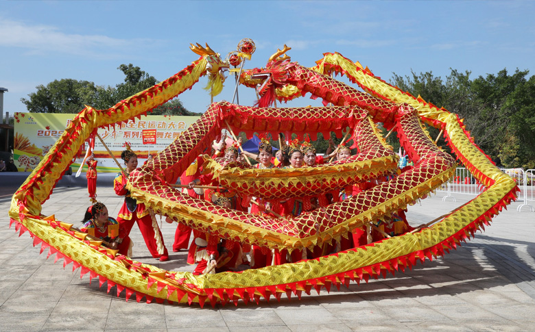 300多名社会体育指导员展风采 800多男女老少舞龙舞狮大比拼